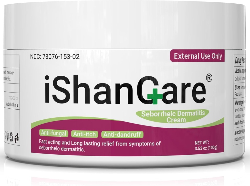 ishancare Seborrheic Dermatitis Cream, maximale Festigkeitsbehandlung für Psoriasis, Folliculitis, Dermatitis, Dandruff, schnelles Relief für Juckreiz, Redness, Irritation, Scaling, 3.53 Oz