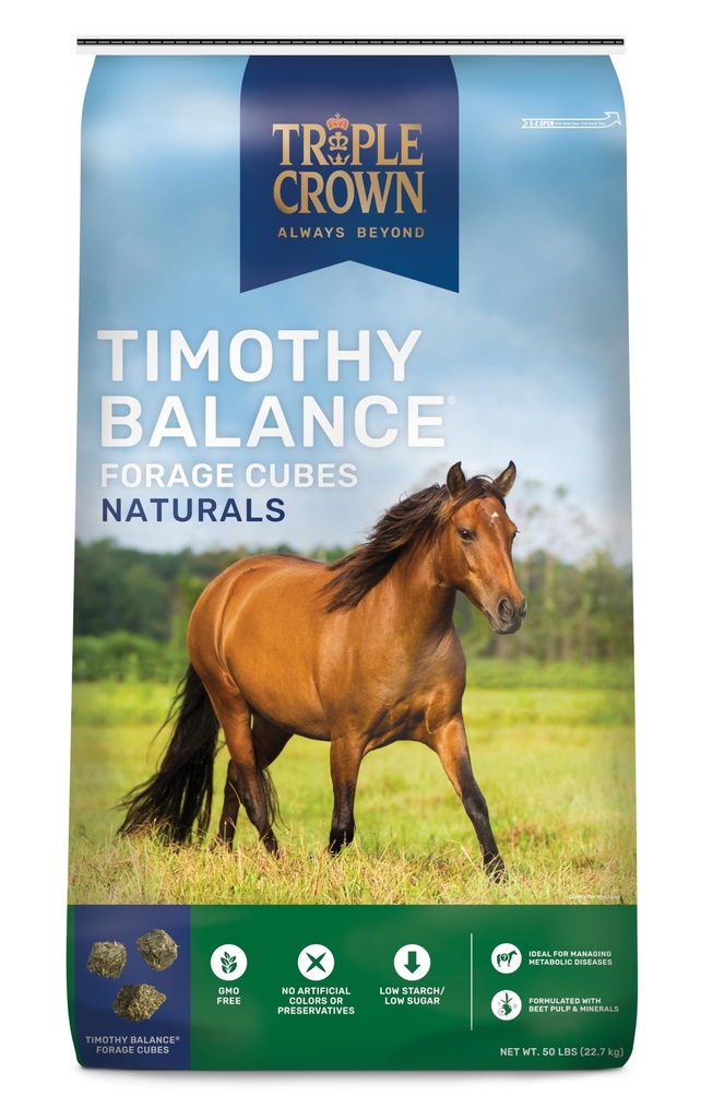 Triple Crown Timothy Cubes Balancing Horse Supplement, Timothy Hay Beet Pulp für Pferde, Zucker Low Horse Feed, Laminitis Support, 50 lbs