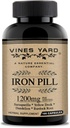 Eisen Ergänzungen | Natürliche Kräuter Eisen Pillen | Organic Sarsaparilla, Dandelion, Burdock Root & Yellowdock Kapseln 1200mg | 100 Pack