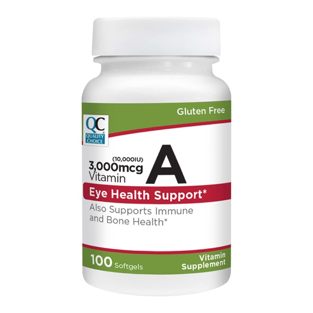 Qualität Wahl Vitamin A 3.000 mcg (10.000 IU) Softgele. Unterstützt Immunsystem, Vision und Knochenfunktion. Hohe Potenz Palmitate Formel 100 Softgels