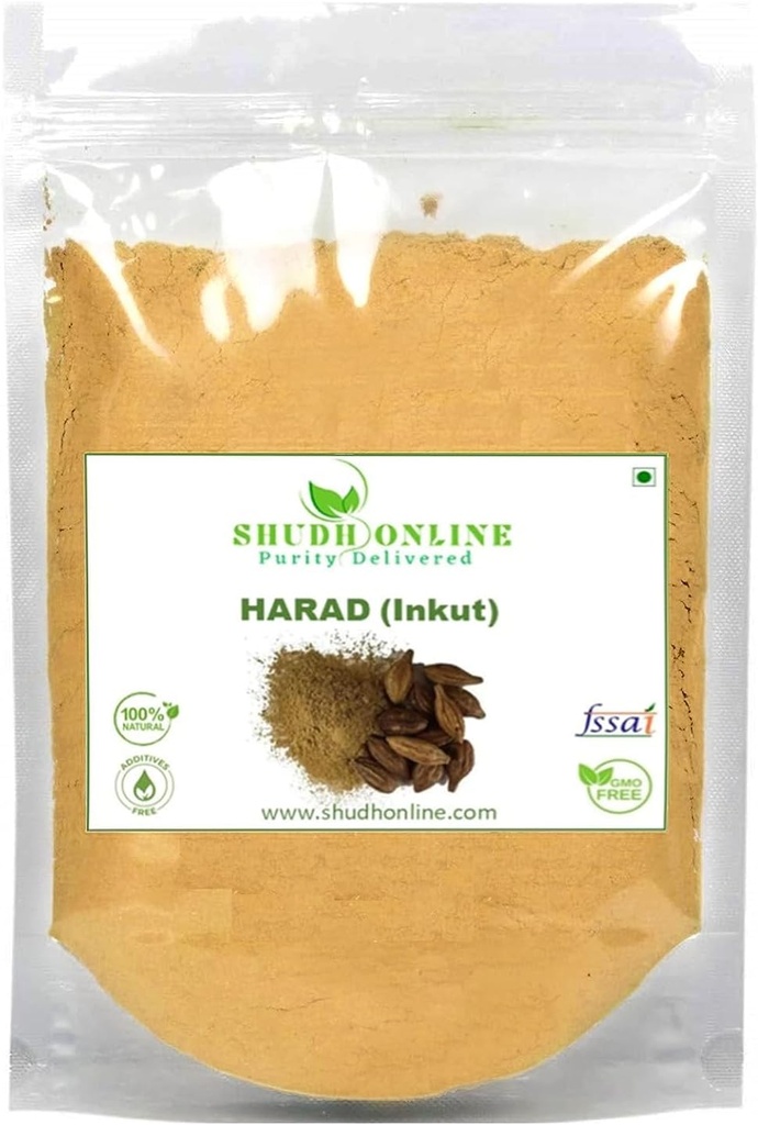KRISTINA Harad Powder, Haritaki, Inknut Powder, Haralu (100 Gramm), Harar, Karakkaya, Kaudukai, Terminalia Chebula für Weight Loss, Digestion, Face, Dark Circles