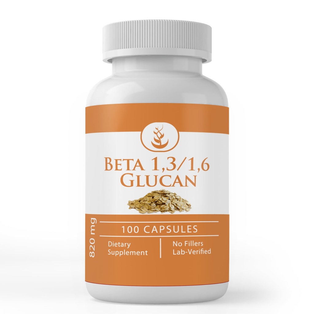 Pure Original Zutaten Beta Glucan 1,3/1,6, (100 Kapseln) Immer rein, keine Additive oder Füllstoffe, Lab Verifiziert