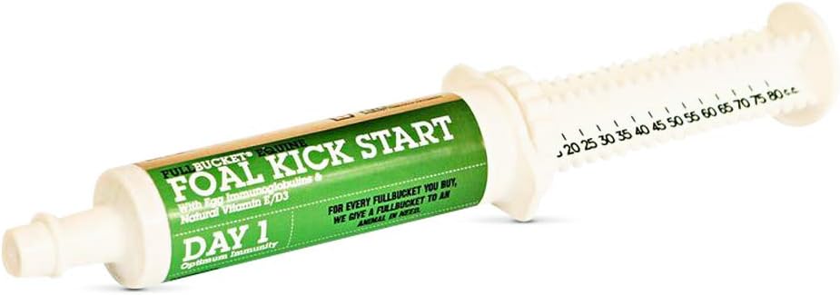 FullBucket Equine Foal Kickstart Paste – Ideal für neugeborene Fohlen am Tag 1 zur Unterstützung gesunder Immun- und Verdauungssystem Gesundheit, 1 Tube