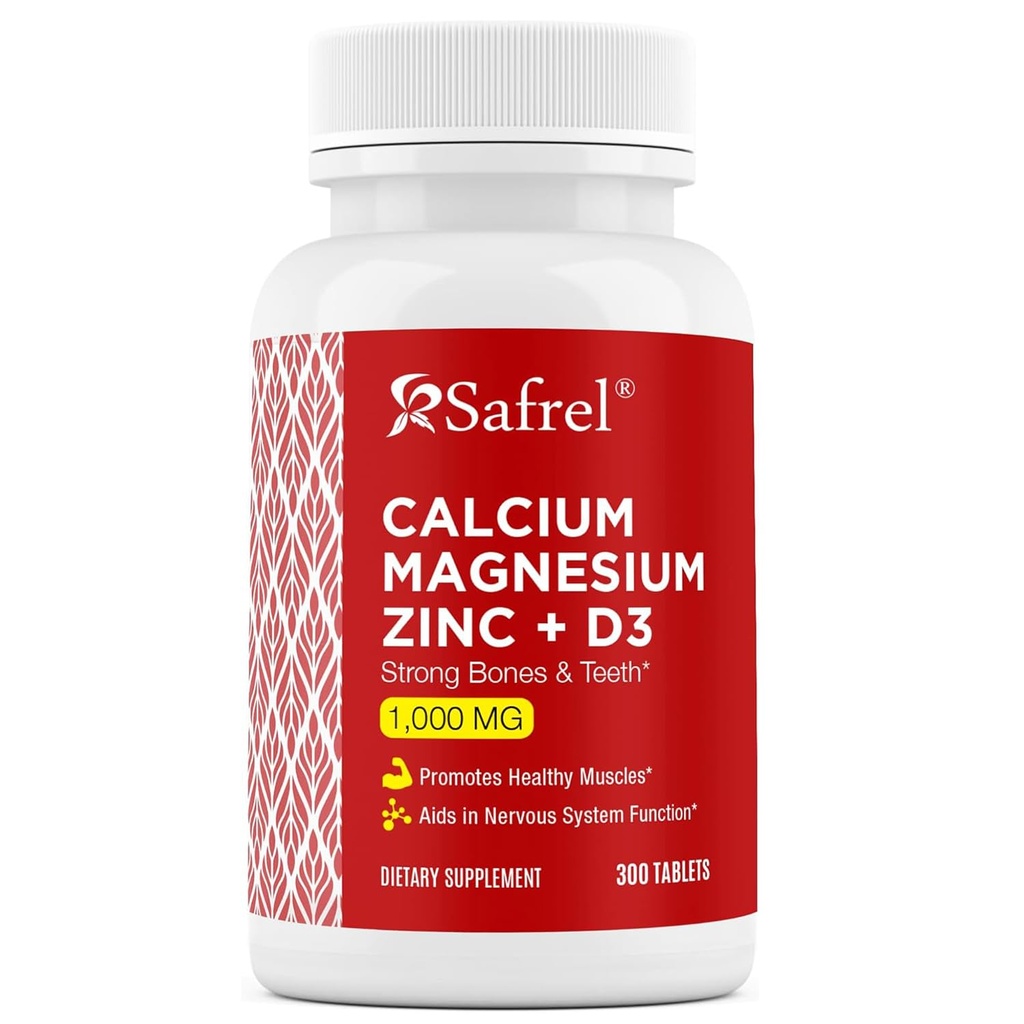 Eichhörnchen Calcium Magnesium Zink mit Vitamin D3, 300 Tabletten - Calcium 1000 mg, Magnesium 400 mg, Zink 20 mg & D3 600 IU pro Portion