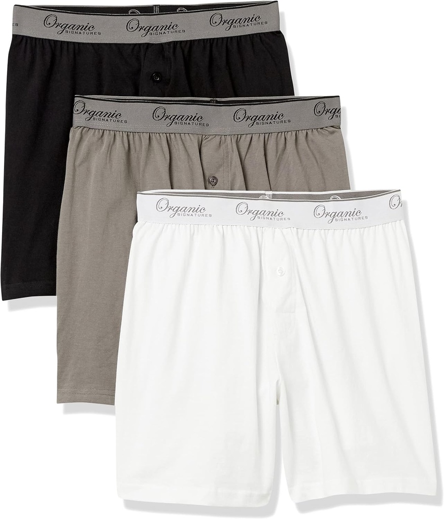 Organic Signatures Herren Boxers 100% Bio-Baumwolle, Soft Boxers für Herren, 3-Pack
