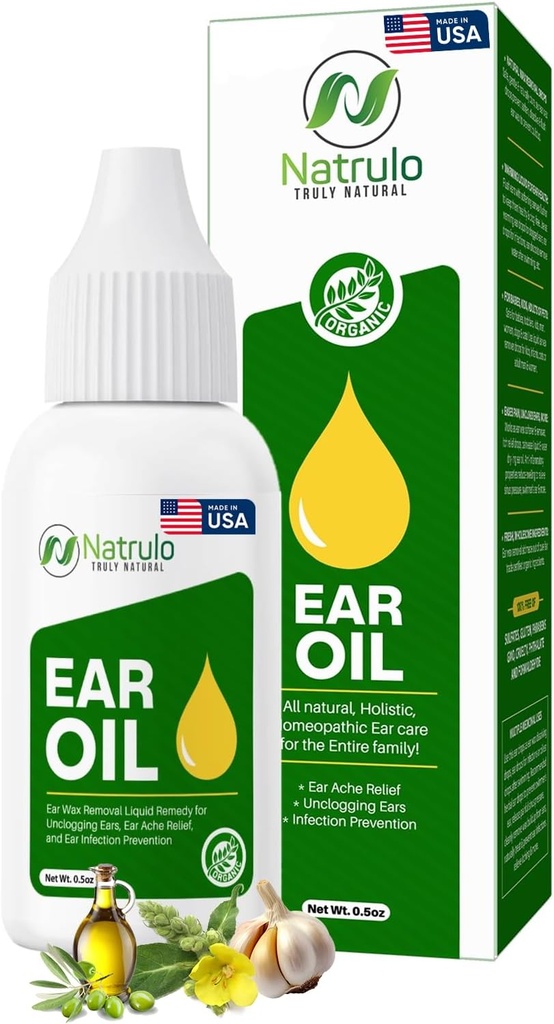 Bio-Ear-Öl für Ohr Infektion - Natürliche Eardrops für Ohrschmerzen, Swimmer's Ear & Wax Entfernung - Kinder, Erwachsene, Baby & Hund Earache Remedy - Ohr Tropfen mit Mullein, Knoblauch Made in USA (0,5 Oz)
