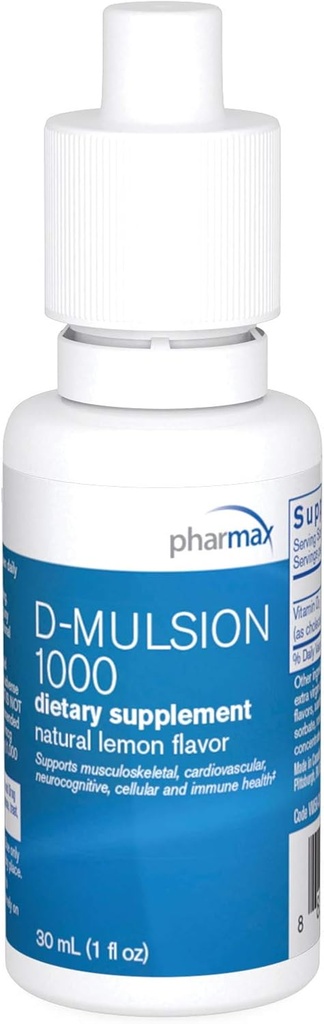 Pharmax D-Mulsion | Flüssige Emulgierte Vitamin D | 1 fl. oz. | Natürliche Zitronengeschmack