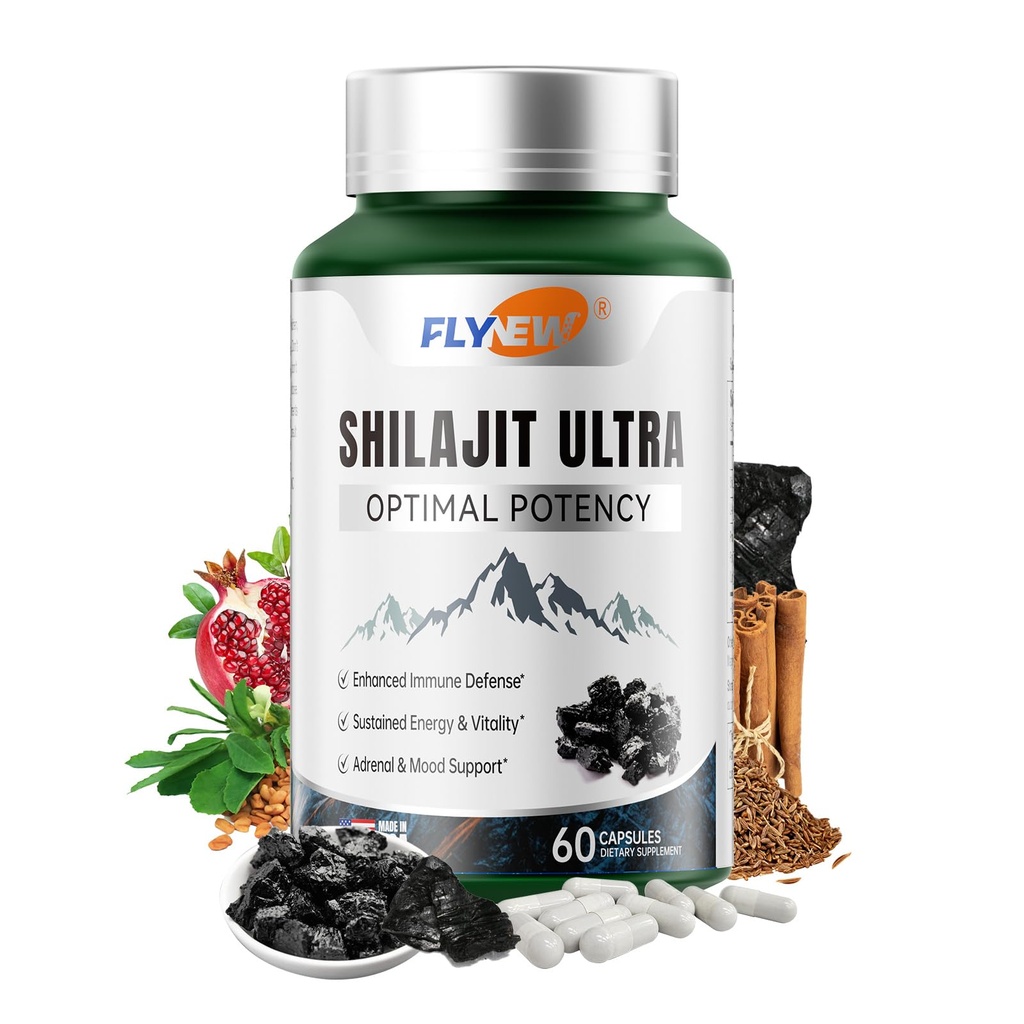 Shilajit für Herren Frauen, Shilajit mit natürlich Fulvic Acid & L-Arginin, Himalayan Shilajits für Extra Power, Stamina & Immune Support, Non-GMO, Made in USA, 60 Kapseln, 1.300mg pro Servieren