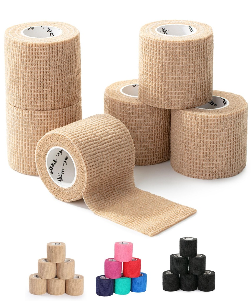 M. Pen- Self Adhesive Bandage Wrap, 6 Pack, Couleur de la peau, 2.. x 5 Yards, Cohesive Bandages, Medical Wrap, Elastic Bandage Wrap, Self Sticking Bandage Tape