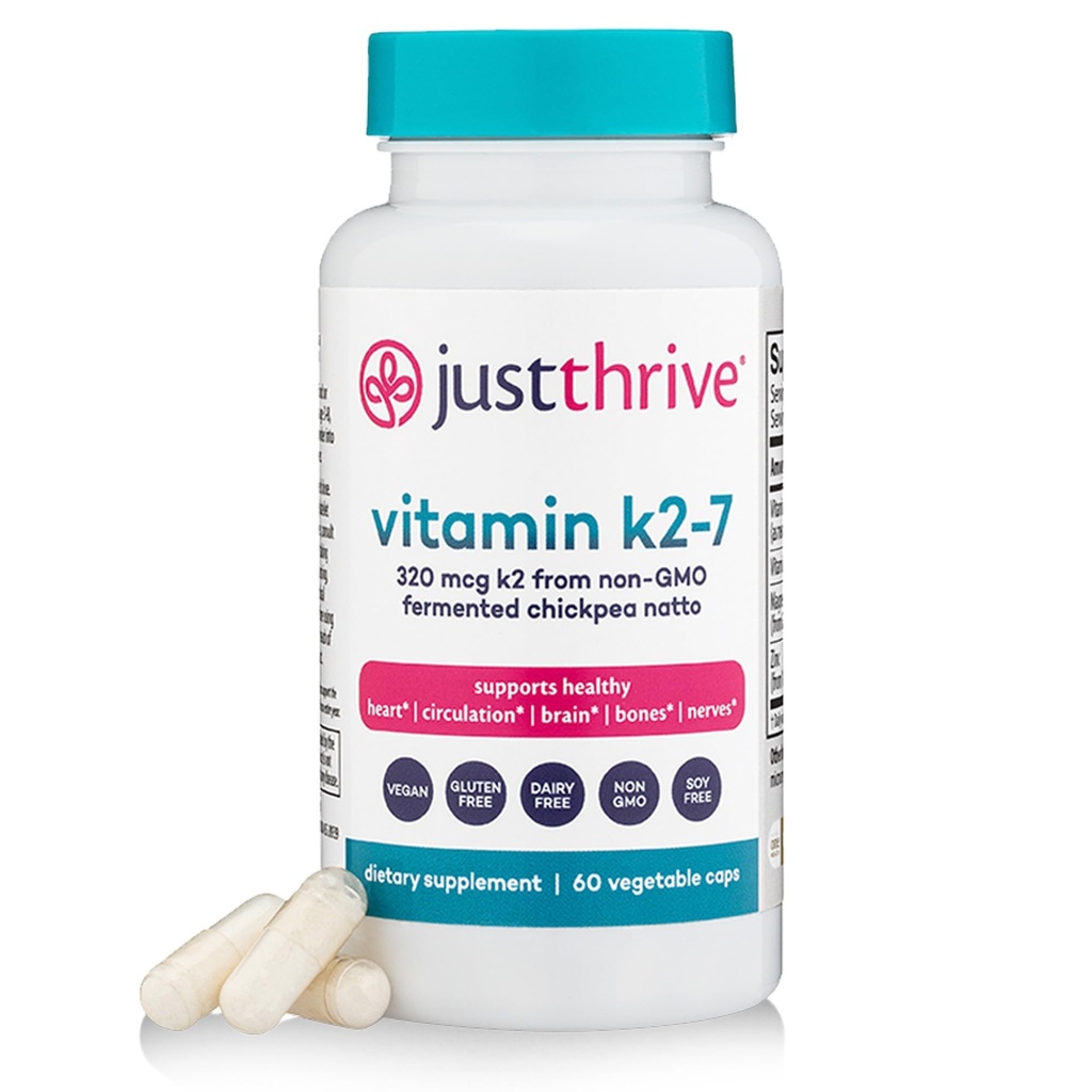 Juste Thrive Vitamine K2-7 - Supplément de vitamine K2 os, cerveau et santé cardiaque, 60 capsules