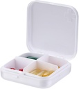 Portable Pill Organizer - Slim Pille Box für Geldbörse oder Reise, Kompakte Pille Case(4 Compartment, Weiß)