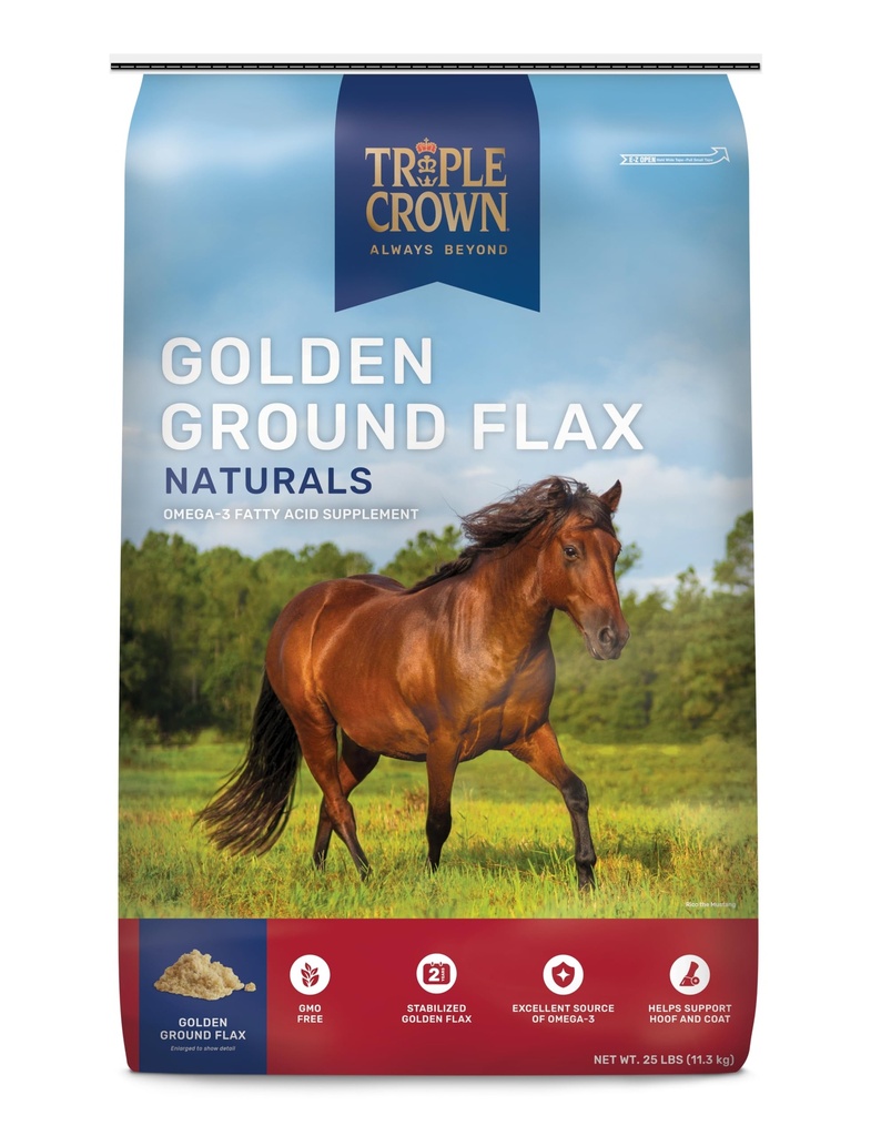 Lin de terre d'or triple couronne, Lin pour chevaux, Lin pour chevaux, Supplément Oméga 3 Équin, 25 lbs