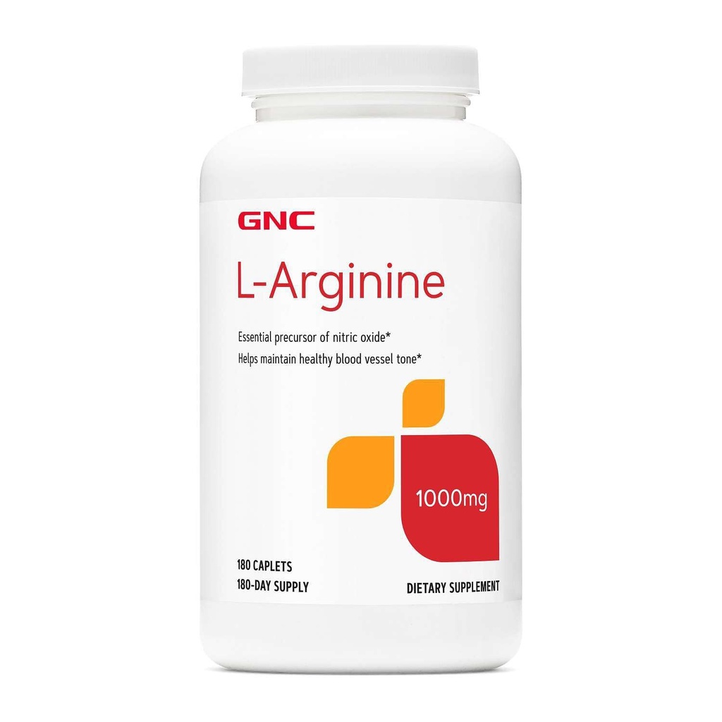 GNC L Arginine 1000mg Supplement, Unterstützt gesunde Blutgefäß Tone, 180 Servierungen