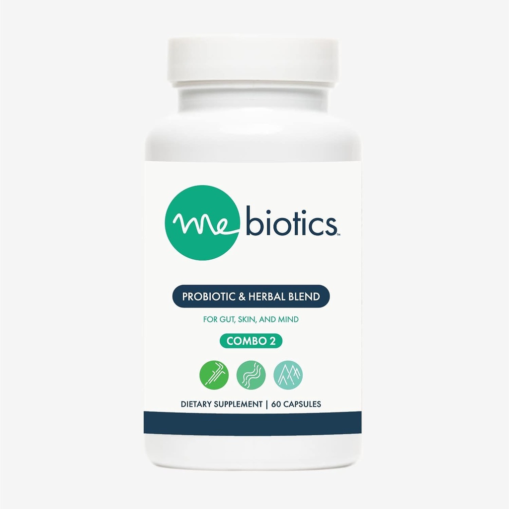 Microbiome Labs Mebiotics Probiotic & Herbal Supplement Combination 2 - Bacillus Subtilis + Lemon Balm für Haut + Gut Gesundheit - Oral Probiotics unterstützt Gut, Geist, & Haut (60 Kapseln)