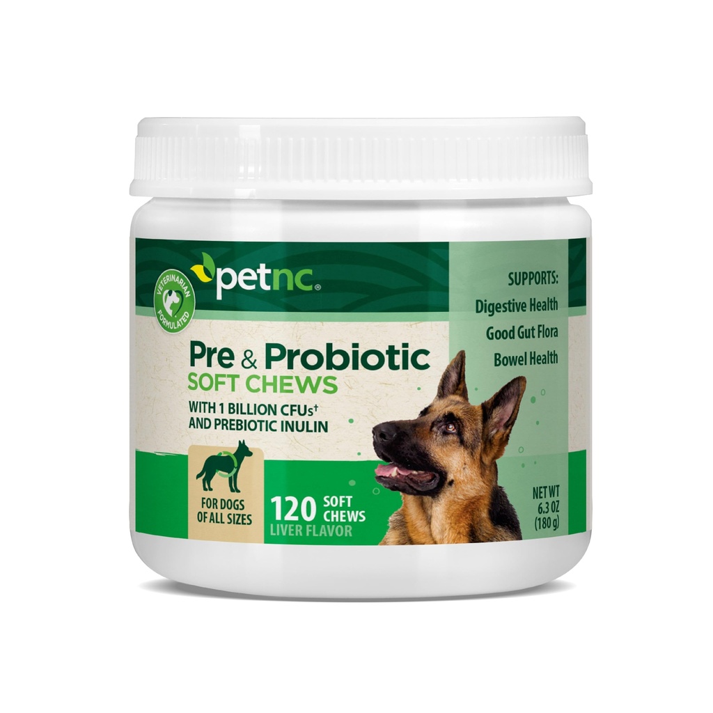 PetNC Natural Care Liver Flavor,Cheese Pre & Probiotic Soft Chews für Hund 120 ct (Pack von 1) (Packaging Mai Vary)