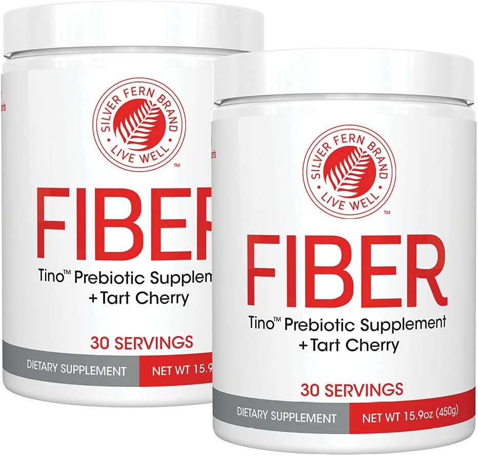 Tino High Fiber Supplement Powder - Non-GMO, Pre-Biotic, Wasserlöslich, Verdauungsfreundlich, Pulvermischung - Wasser, Saft, Shakes, Getreide &amp; Mehr (2 Kanister - 15.9 Oz. ea.)