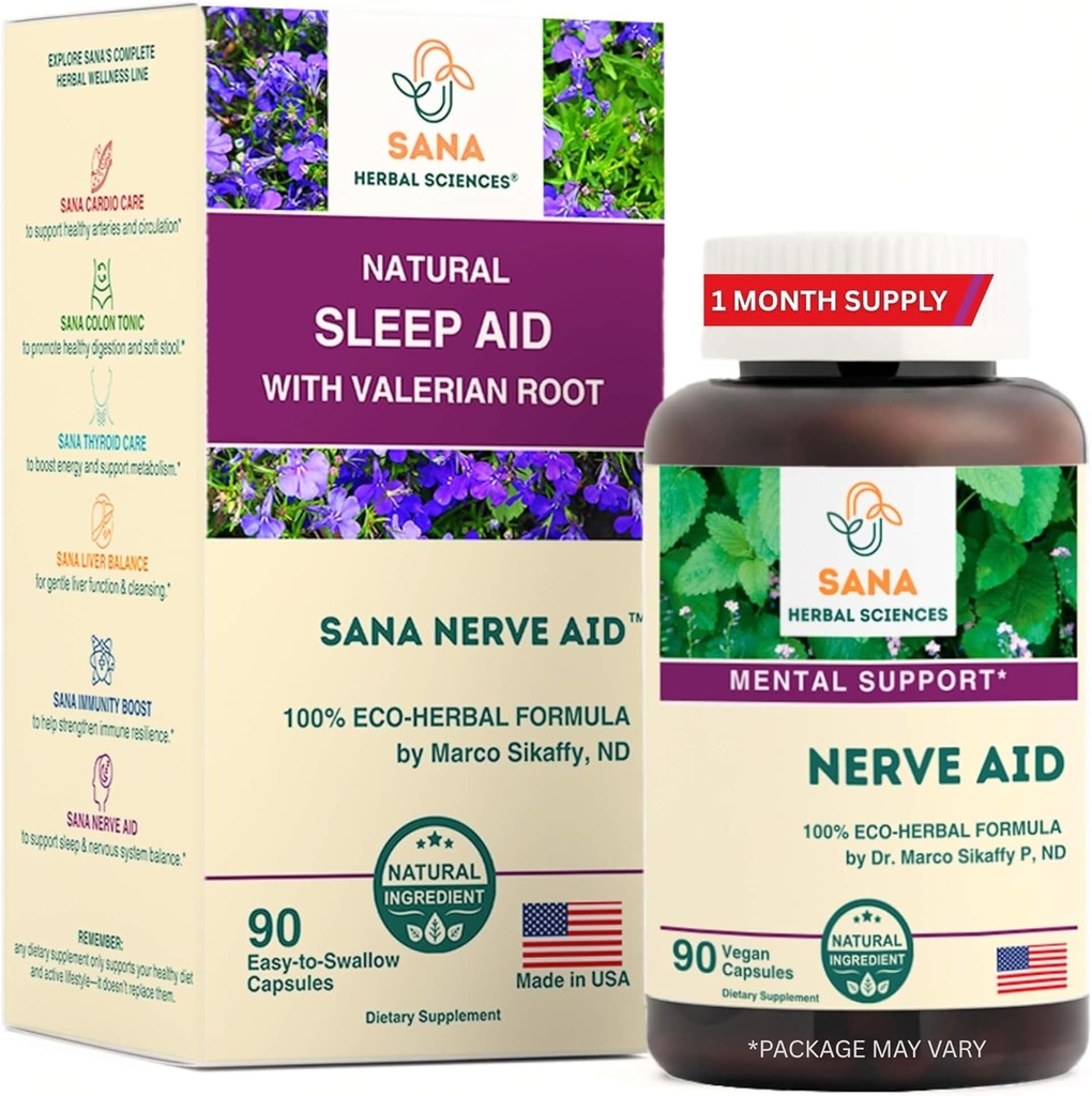 Formule d'aide au sommeil naturelle à la racine valériane pour les adultes avec la casquette biologique, la lobelia et plus - 90 capsules - de Dr Marco Sikaffy