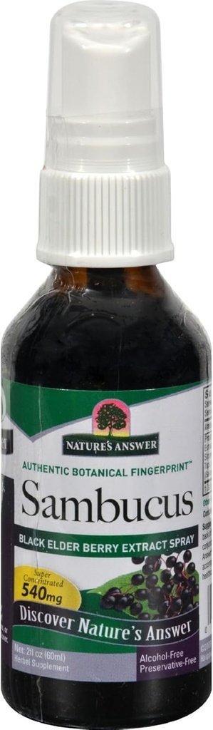 Natur Antwort Sambucus Syrup Extrakt Spray 2 flüssige Unzen | Immun Booster auf dem Go | Travel Friendly | Rich in Antioxidantien | Natürliche Immununterstützung