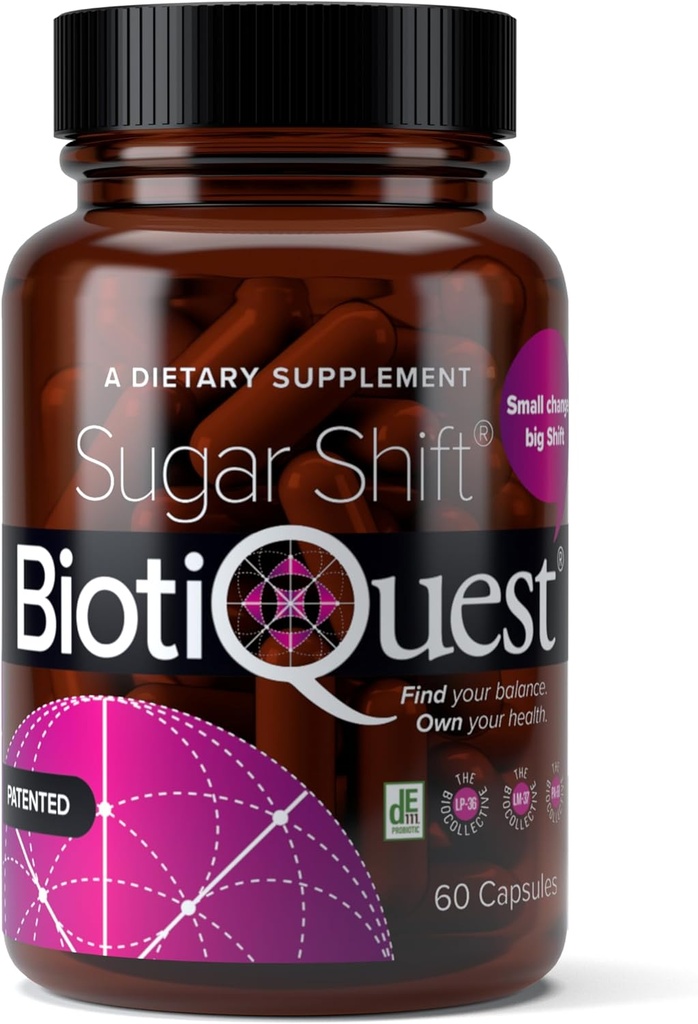 BiotiQuest Sugar Shift Probiotics, um gegen Pathogene zu unterstützen und Ihr Immunsystem zu schützen, 22 Billion CFU, Non-GMO, und Glutenfrei, 60 Kapseln
