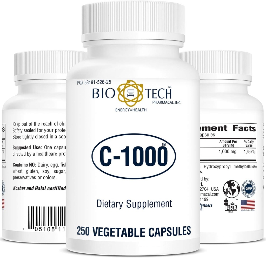 Bio-Tech - C-1000 250 Capsules de Veggie