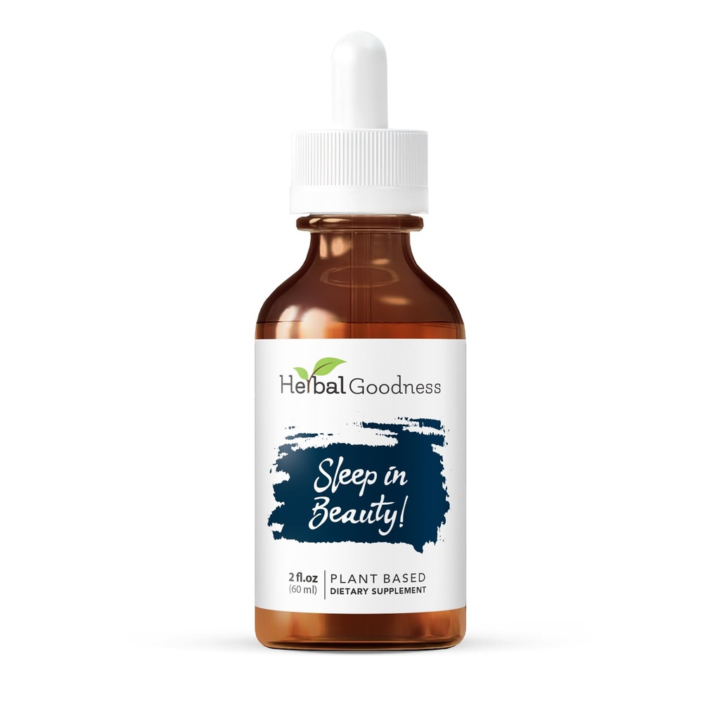Dormir dans la beauté - gouttes liquides de la racine valériane biologique 2 fl. oz, baume de citron, aide naturelle au sommeil pour les adultes, aide au repos et à la détente, non-OGM, végétalien, sans gluten, USDA biologique, sans mélatonine