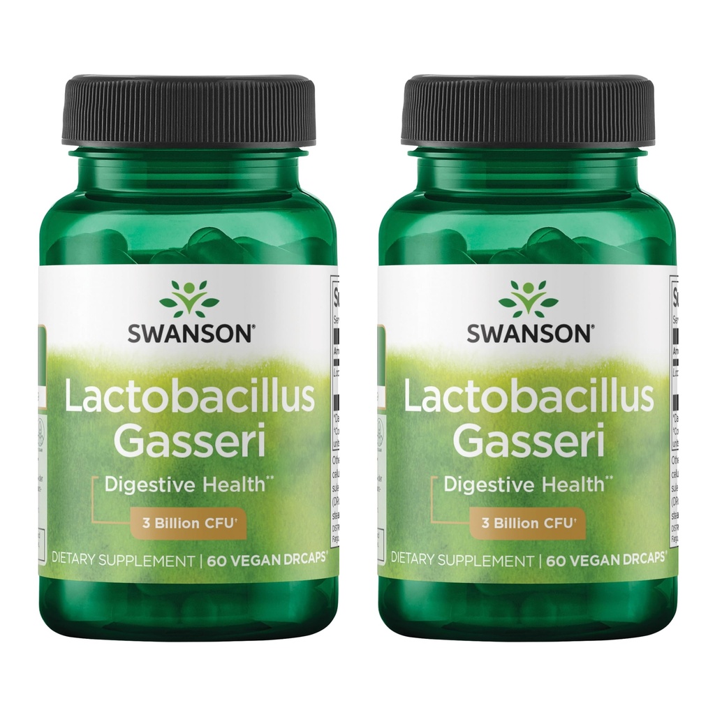 Swanson Lactobacillus Gasseri - Supplément probiotique pour soutenir la santé digestive avec 3 milliards d'UFC - Satiété de conception et soutien au métabolisme des graisses - (60 capsules de légumes) 2 bouteilles