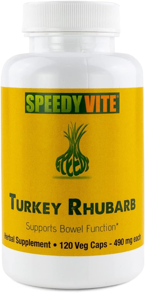 SpeedyVite® Turkey Rhubarb Formula | Unterstützt Bowel Function* | Colon Detox und Cleanse Formula | Enthält Cascara Sagrada, Senna, Psyllium, Aloe Vera, Slippery Elm und mehr (1x 120 Veg Caps)