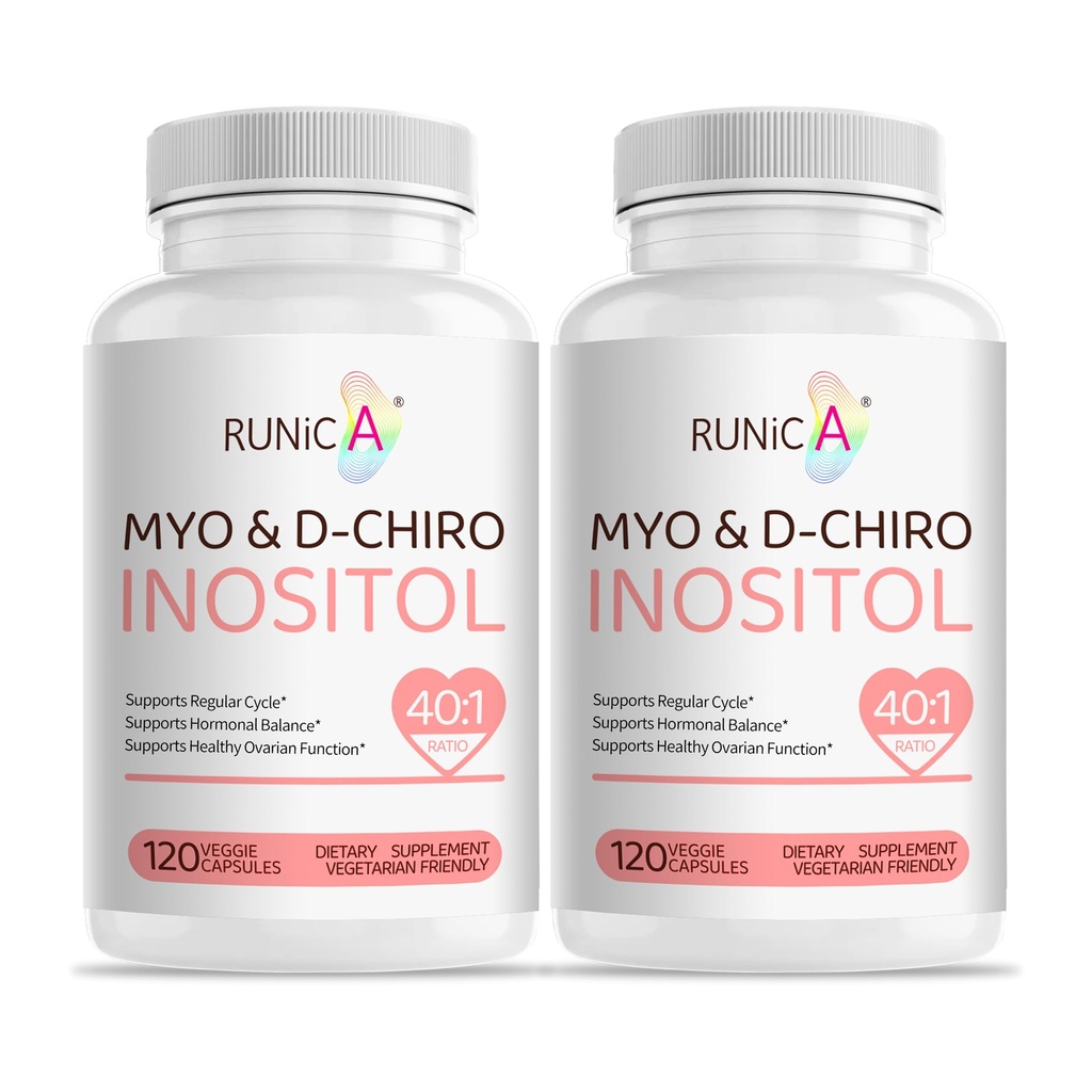 Myo-Inositol & D-Chiro Inositol Supplément pour femmes - Idéal rapport 40:1 -Soutenir l'équilibre hormonal des femmes et la fertilité et la santé ovarienne - Capsules de poudre végétalienne - 60 jours d'approvisionnement