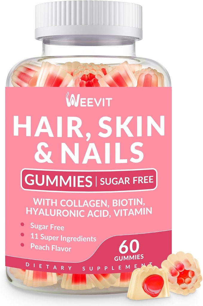 Haare Haut und Nägel Gummi - Vegan Biotin 5000mcg Vitamine für Frauen und Männer unterstützt schnelleres Haarwachstum, härtere Nägel, glänzende Haut