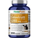 NusaPure Colostrum 1050mg 30% IgG 200 gélules (non-OGM, sans soja) Biopérine