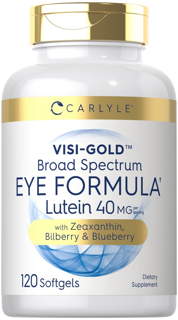 Carlyle Eye Health Supplement | 120 Softgels | mit Lutein 40mg, Zeaxanthin, Bilberry und Blueberry | Broad Spectrum Eye Support Vitamine | Nicht-GVO, glutenfreie Formel