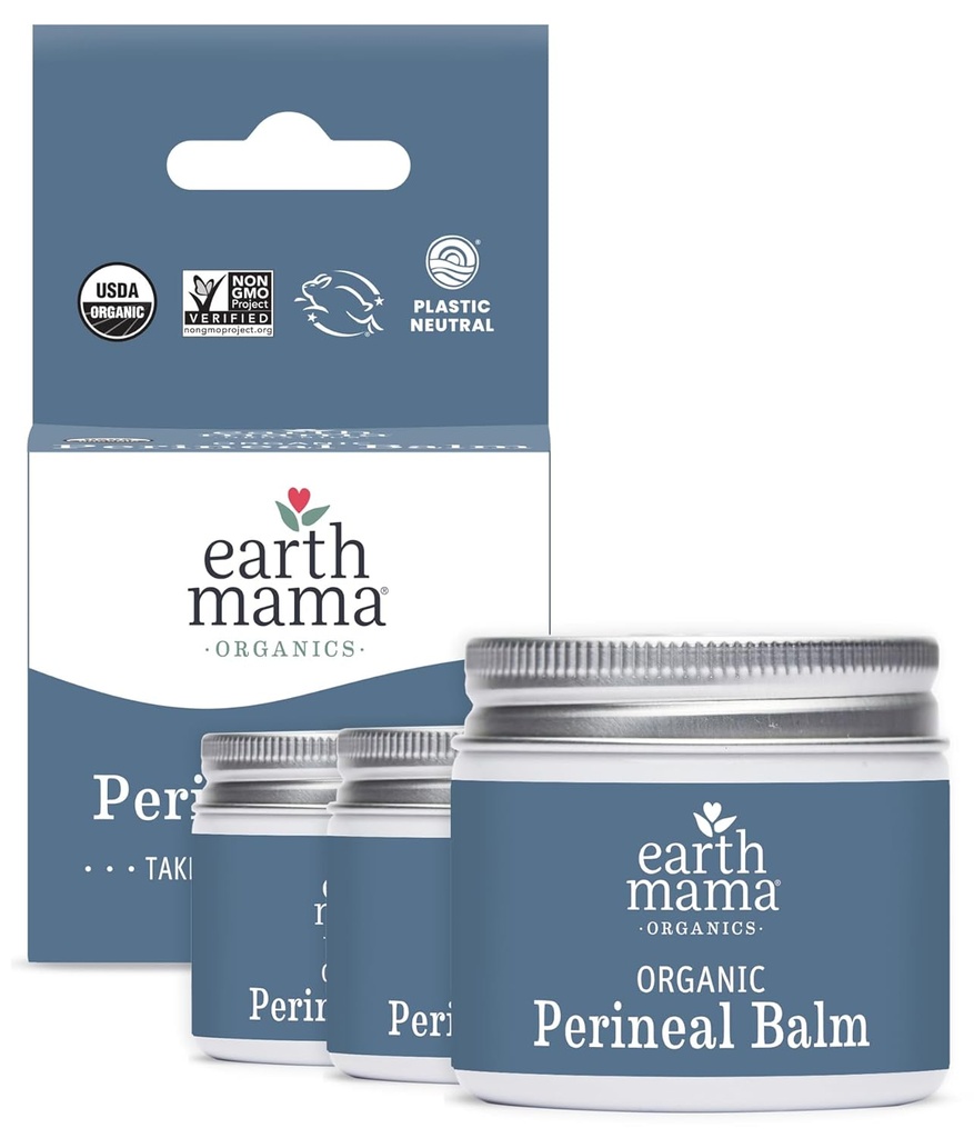 Earth Mama Organic Perineal Balm | Natürlich kühlende Kräutersalz für Schwangerschaft und Postpartum Relief mit Hexenhazel & Calendula, Feminine Care Essentials, No Benzocaine oder Butane, 2-Oz (3-Pack)