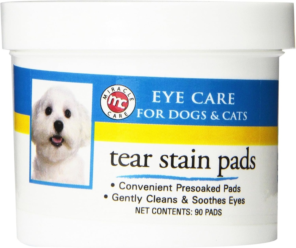 Soin Miracle Toise Pads, 90 Pads pré-soufflés à usage unique pour nettoyer doucement et apaiser les yeux de chien et de chat, formule non sting pour améliorer les étamines et éliminer les débris oculaires