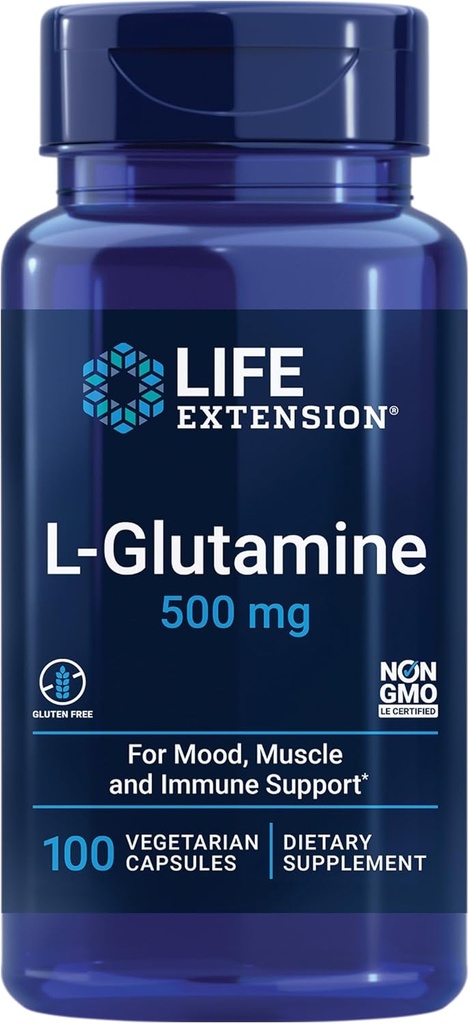 Life Extension Creatine Kapseln 120 Count & L-Glutamin 500mg 100 Kapseln Bundle für Muskelgesundheit