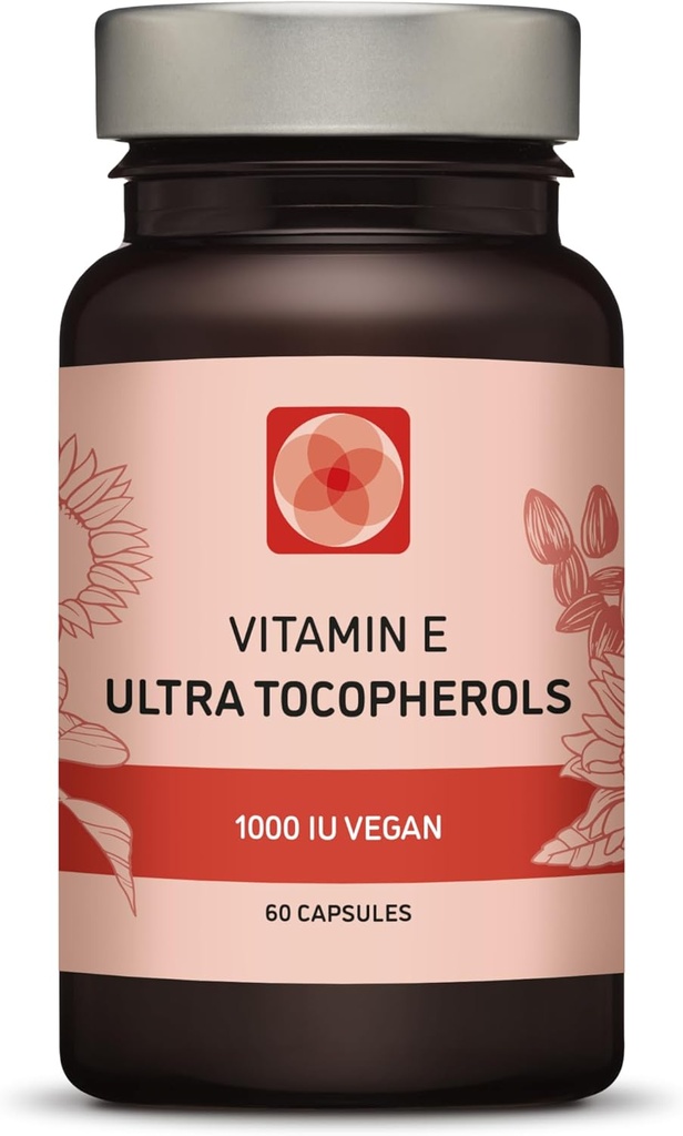Vitamine E 1000 UI Ultra Tocophérol 450 mg Vitamine E Vegan – Tous les 4 Tocophérols - Alpha Tocophérol + Beta Tocophérol + Gamma Tocophérol + Delta Tocophérol– Unique d Alpha (180)