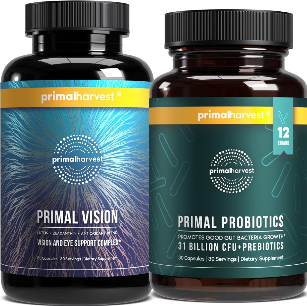 Primal Harvest Probiotics & Vision Ergänzungen für Frauen und Männer Vision und Eye Support Complex mit Lutein, Zeaxanthin Bundle