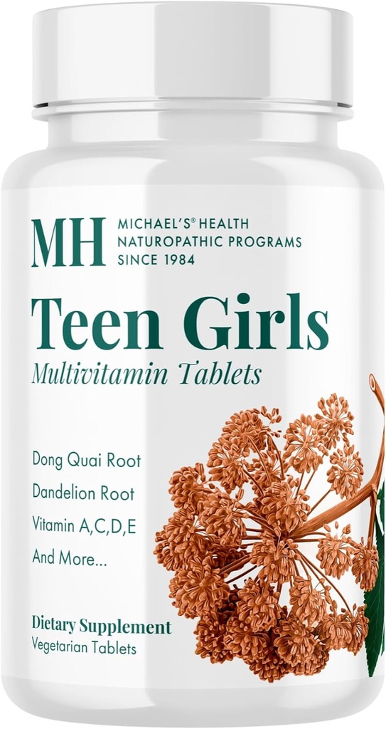 Michael's Health Programmes naturopathiques Filles adolescentes Multivitamine - 60 comprimés végétariens - avec des vitamines complexes B et mélange à base de plantes femelles - Casher - 30 portions