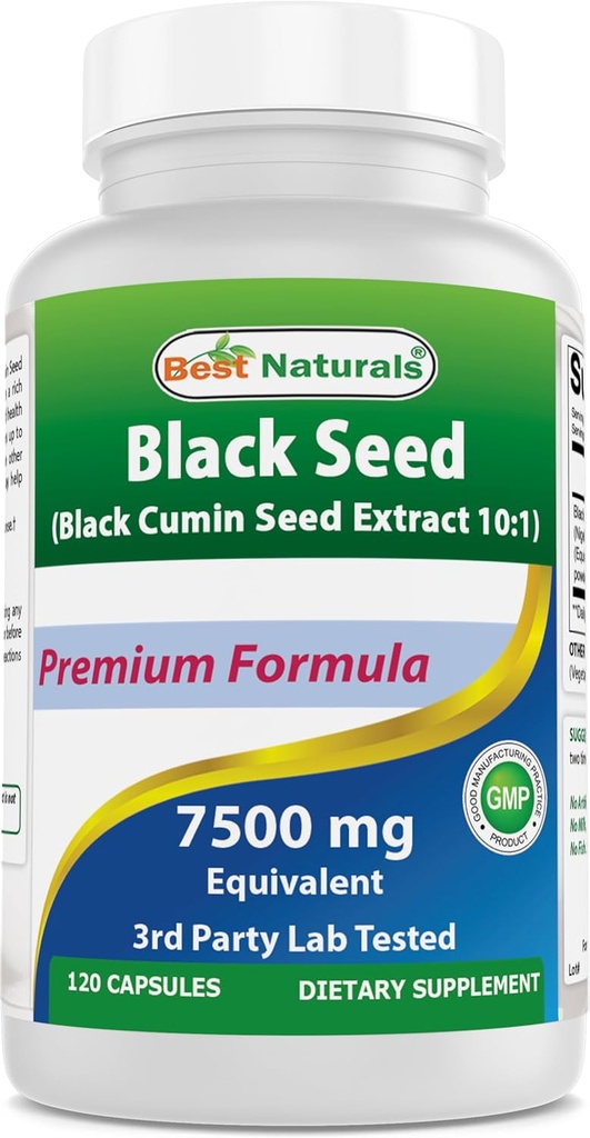 Best Naturals Black Seed (Black Cumin Seed Extract 10:1) 750 mg Per Serving- 120 Kapseln