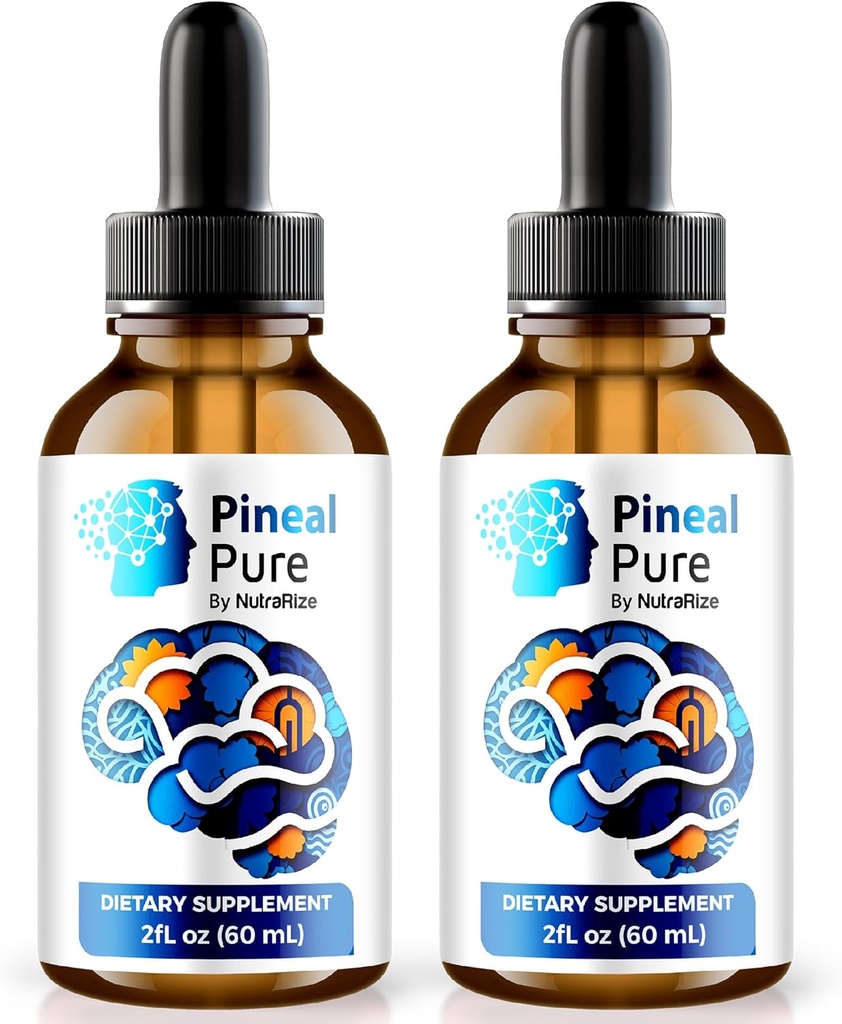 (2 Pack) Offizielle Pineal Pure Drops – Natürliche tägliche Formel zur Unterstützung von Fokus, Memory & Concentration | Clean, Easy-to-Use PinealPure Liquid (60 Portionen)