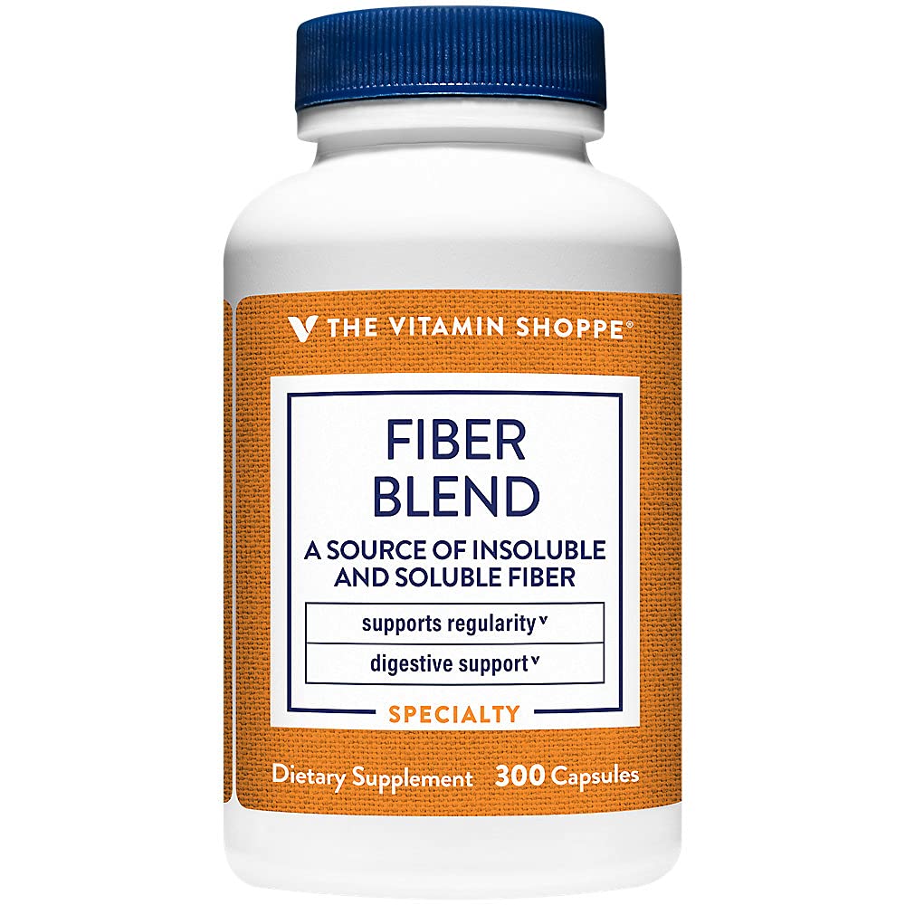 Die Vitamin Shoppe Fiber Blend, eine natürliche Quelle von unlöslichen und löslichen Faser, unterstützt Verdauungs-Gesundheit & Regelmäßigkeit (300 Kapseln)