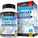 Triple Strength Omega 3 Fischöl-Ergänzung - 2250mg EPA DHA Omega 3 Fettsäuren aus frischen Wild-Tochter-Fische, Burpless Zitronen-Flaschen-Formel unterstützt Augengesundheit und mehr, Glutenfrei, 180 Softgels