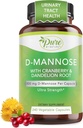 Pure By Nature 600mg D-Mannose Capsules végétaliennes avec extrait de canneberge et de dandelion, soutien de la santé du piège urinaire, urine impureté, corps de détox, 240 Nombre