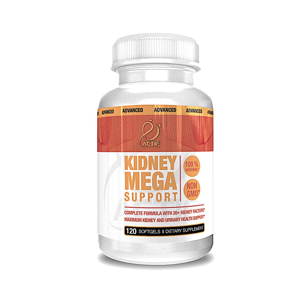 Actif Kidney Mega-Unterstützung mit 10+ Advanced Factors, steigert Gesunde Nierenfunktion, Nierenreinigung, Non-GMO, Fast Acting, Made in USA, 120 Count