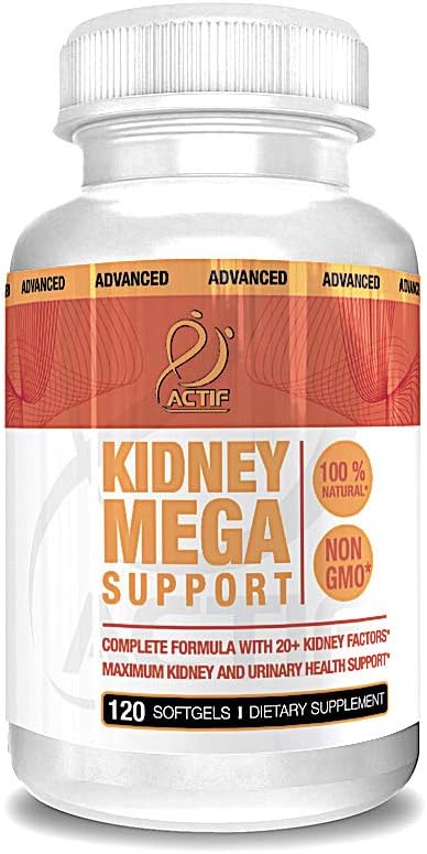 Actif Kidney Mega-Unterstützung mit 10+ Advanced Factors, steigert Gesunde Nierenfunktion, Nierenreinigung, Non-GMO, Fast Acting, Made in USA, 120 Count