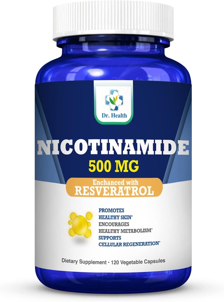Nicotinamid 500mg Enhanced w. Resveratrol 100mg 120 Veggie Kapseln Bis zu 4 Monate Versorgung Vitamin B3 w. Antioxidans Alle natürlichen Nahrungsergänzungsmittel Unterstützung Cellular Health Energy & Aging
