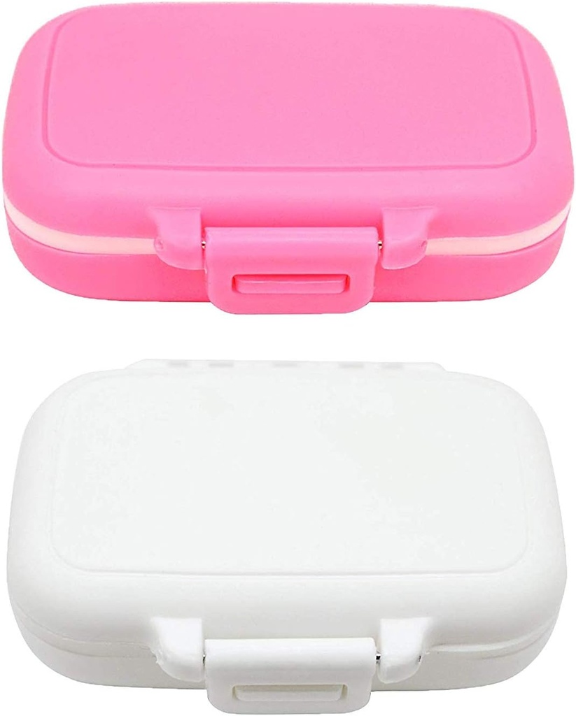 Kleine Pillen-Box-Ergänzung für Tasche oder Geldbeutel - 3 abnehmbare Komponenten Reise-Medizin-Gehäuse - Tägliche Vitamin-Organisator-Box (Pink+White)