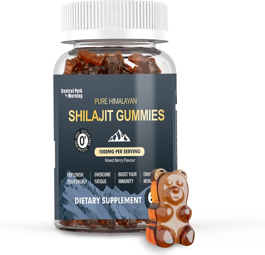 Shilajit Gummies 1000mg, Pure Himalayan Shilajit Supplement, hoch in Trace Minerals, Energie Immune Health Support - 60 Count