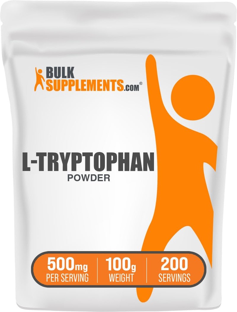 BulkSupplements.com Poudre L-Tryptophane - Supplément Tryptophane, Supplément Acid Amino - Sans gluten, 500mg par portion, 100g (3,5 oz) (paquet de 1)