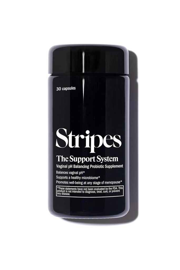 Stripes Beauty Naomi Watts Das Support-System Vaginal Ph Balancing Probiotic Supplement Täglich Feminine Preprobiotic unterstützt gesunde Ph Microbiome Hormone Kostenlose Menopause Support 30 Ct