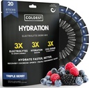 Hydratation la plus froide - Packs de poudre d'électrolytes - Non OGM & Pas de sucre artificiel - Mélange de boissons d'électrolyte - Facile ouvert bâton à usage unique goutte dans l'eau - 20 bâtons par paquet (Triple Berry)